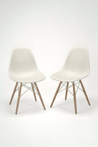 Pair of Molded Plastic Dowel-Leg Side Chairs (DSW)<br/> by Charles and Ray Eames for Herman Miller