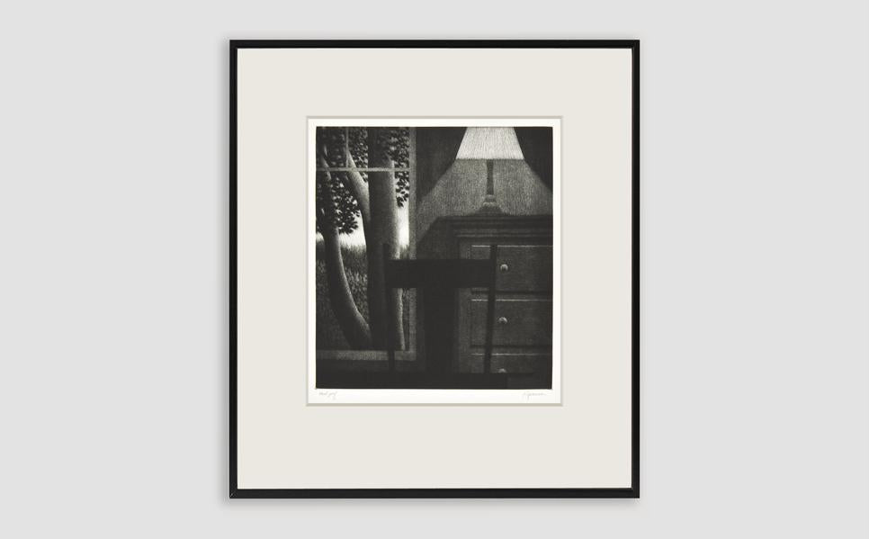 Window with Lamp  Mezzotint by Robert Kipniss