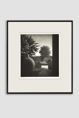 Vase and Landscape Mezzotint <br/>by Robert Kipniss