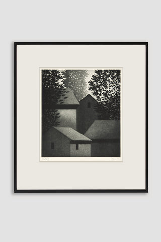 Four Houses Mezzotint <br/>by Robert Kipniss