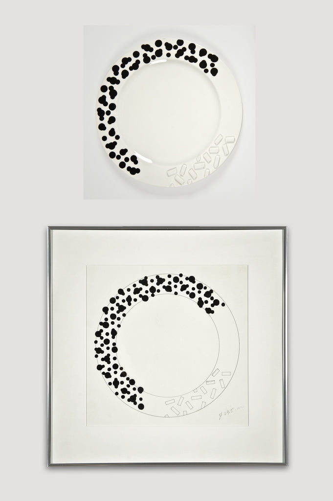 Collectors Set: Rucola Plates and Drawing by Ettore Sottsass for Bloomingdale's and Memphis sold by the modern archive