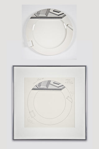 Collectors Set: Lettuce Plate and Drawing <br/> by Ettore Sottsass for Bloomingdale's