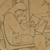 Untitled Drawing (Mother Reading to Child with Cat) by Will Barnet sold by the modern archive