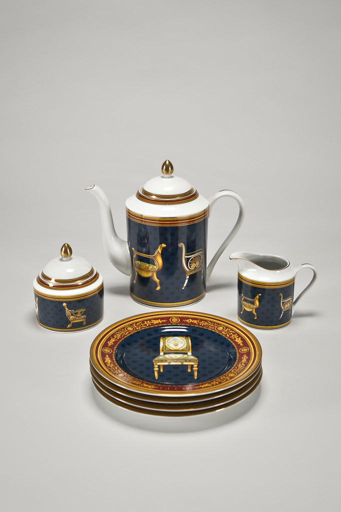 Coffee Set and Dessert Plates with Chairs (circa 2000) by Gucci sold by the modern archive