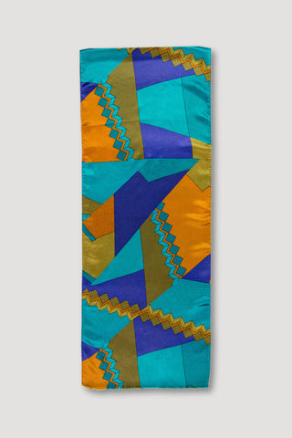 Memphis Milano Silk Scarf in Blue/Rust <br/> by Ettore Sottsass